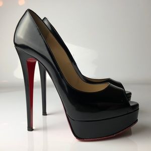 Christian Louboutin Lady Peep Jazz Calf Pumps 37